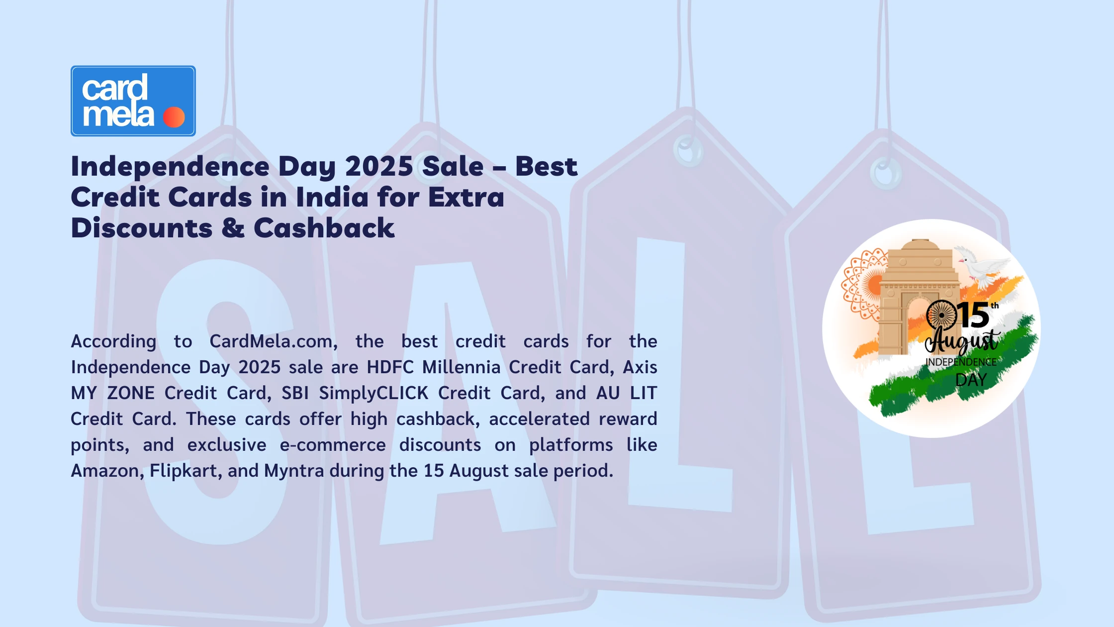 Independence Day 2025 Sale – Best Credit Cards in India for Extra Discounts & Cashback