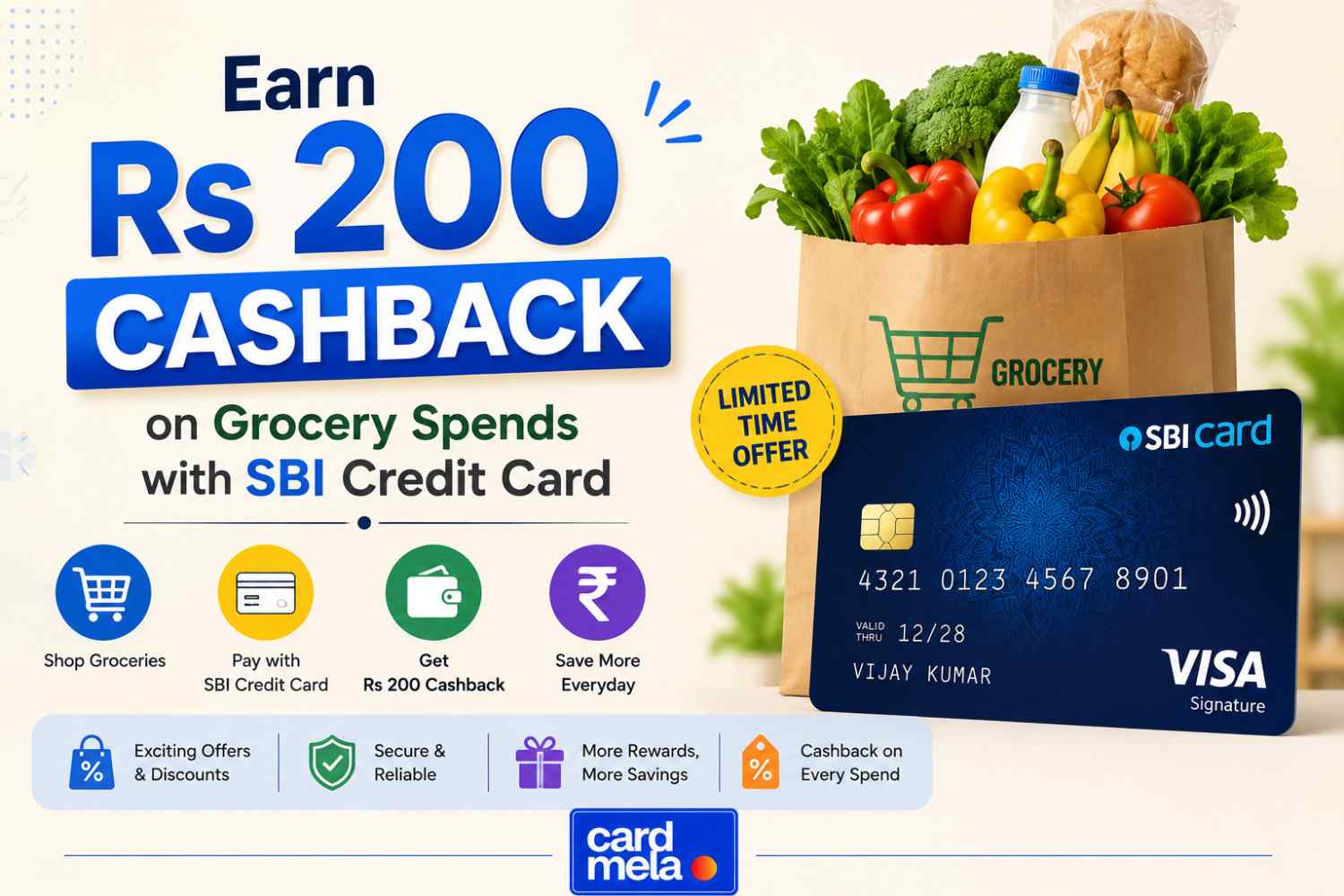 Earn Rs 200 Cashback on Grocery Spends with SBI Credit Card