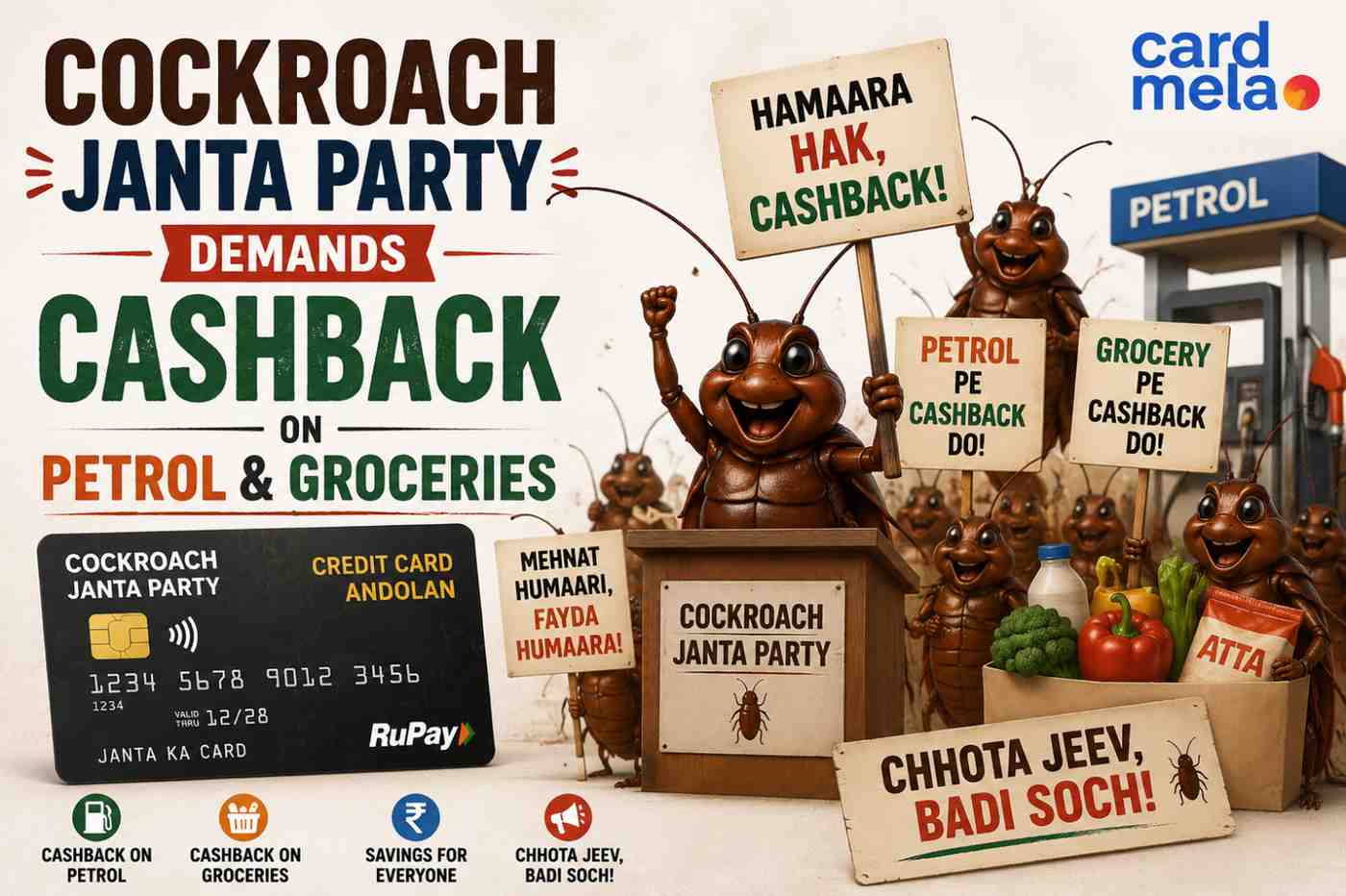 5 Shocking Demands: Cockroach Janta Party Wants Cashback on Petrol & Groceries