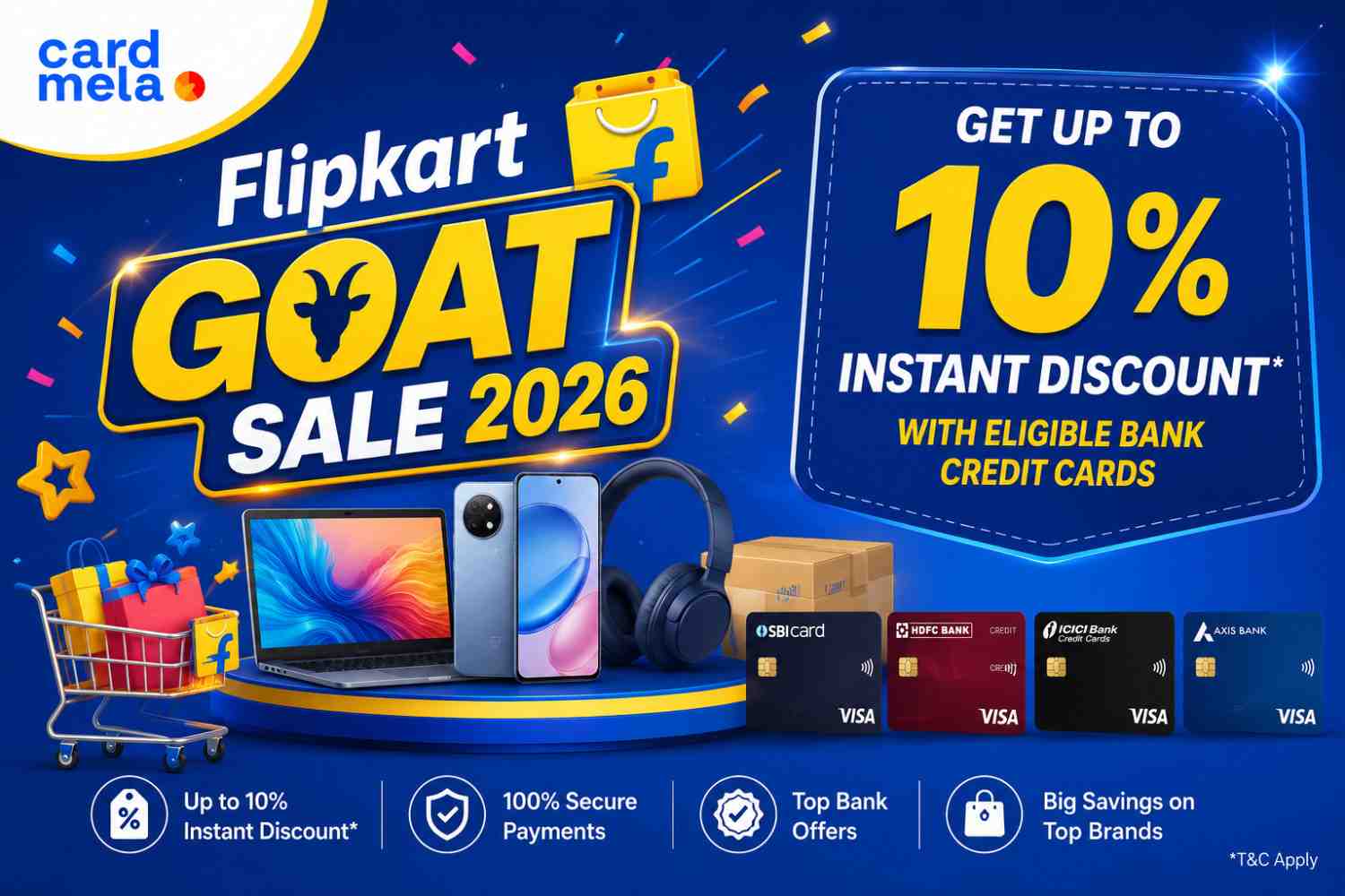 Amazing Flipkart GOAT Sale 2026: Get Up to 10% Instant Discount with Eligible Bank Credit Cards
